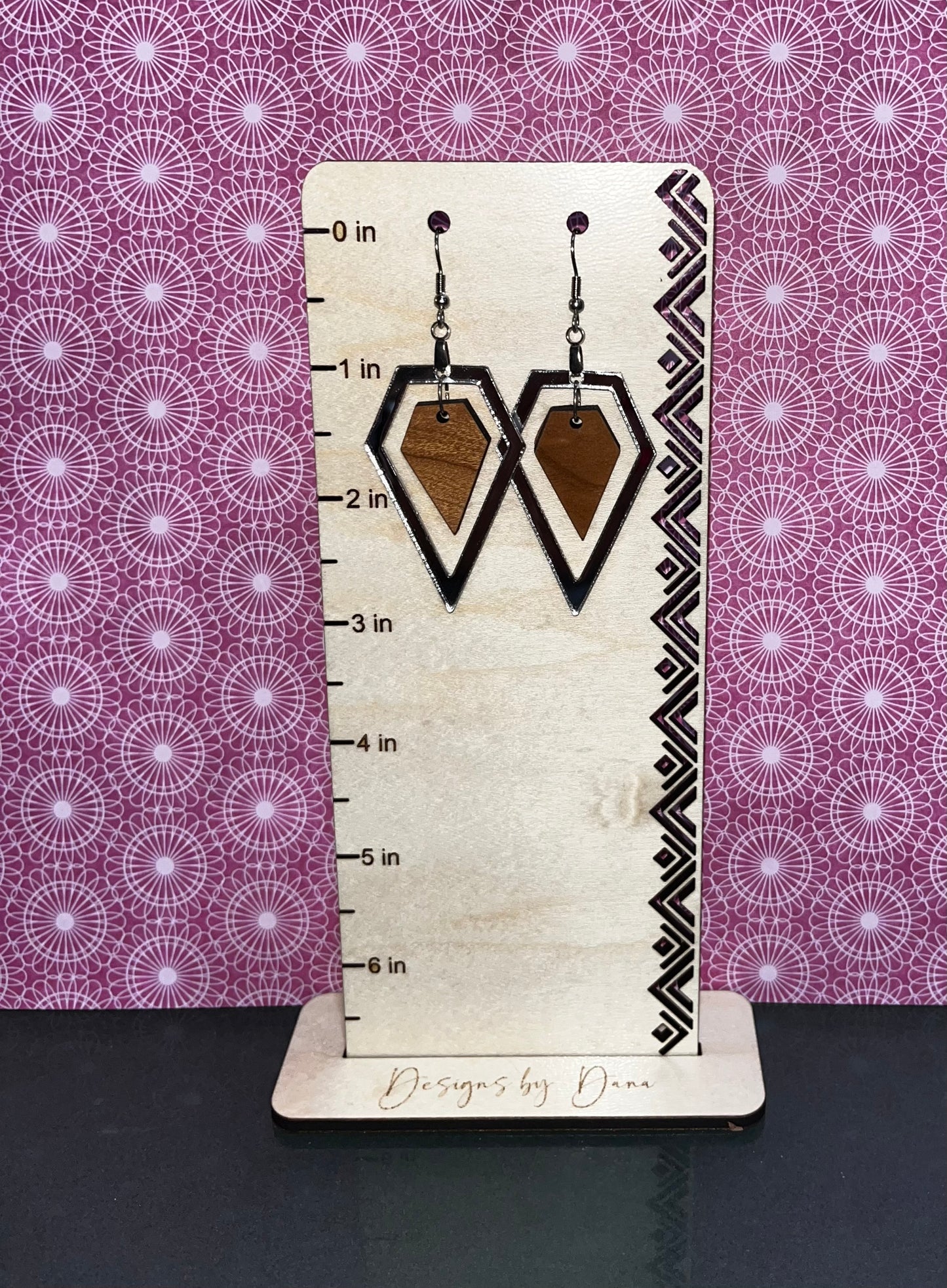 Mirror and wood modern earring