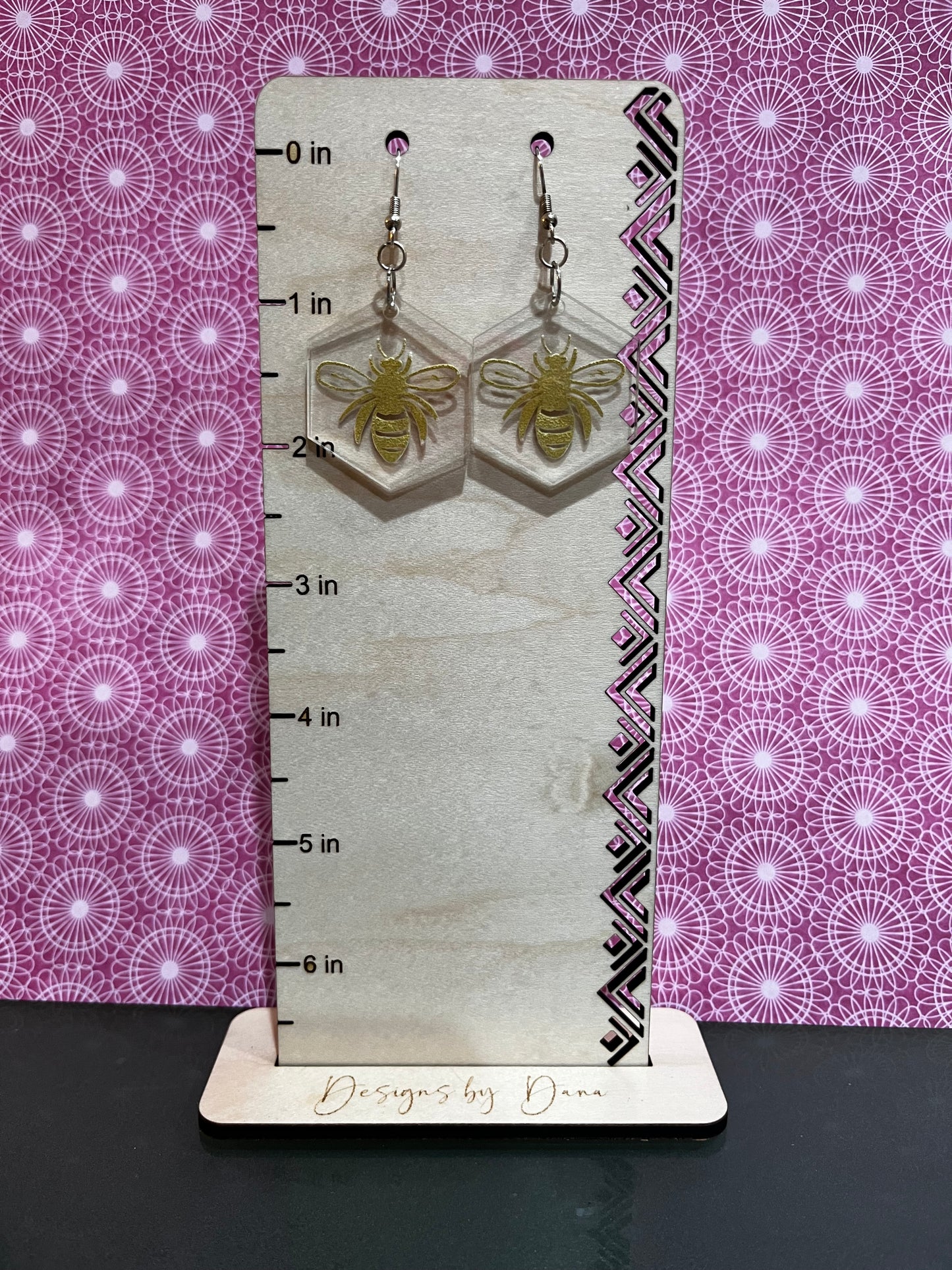 Clear acrylic bee earrings