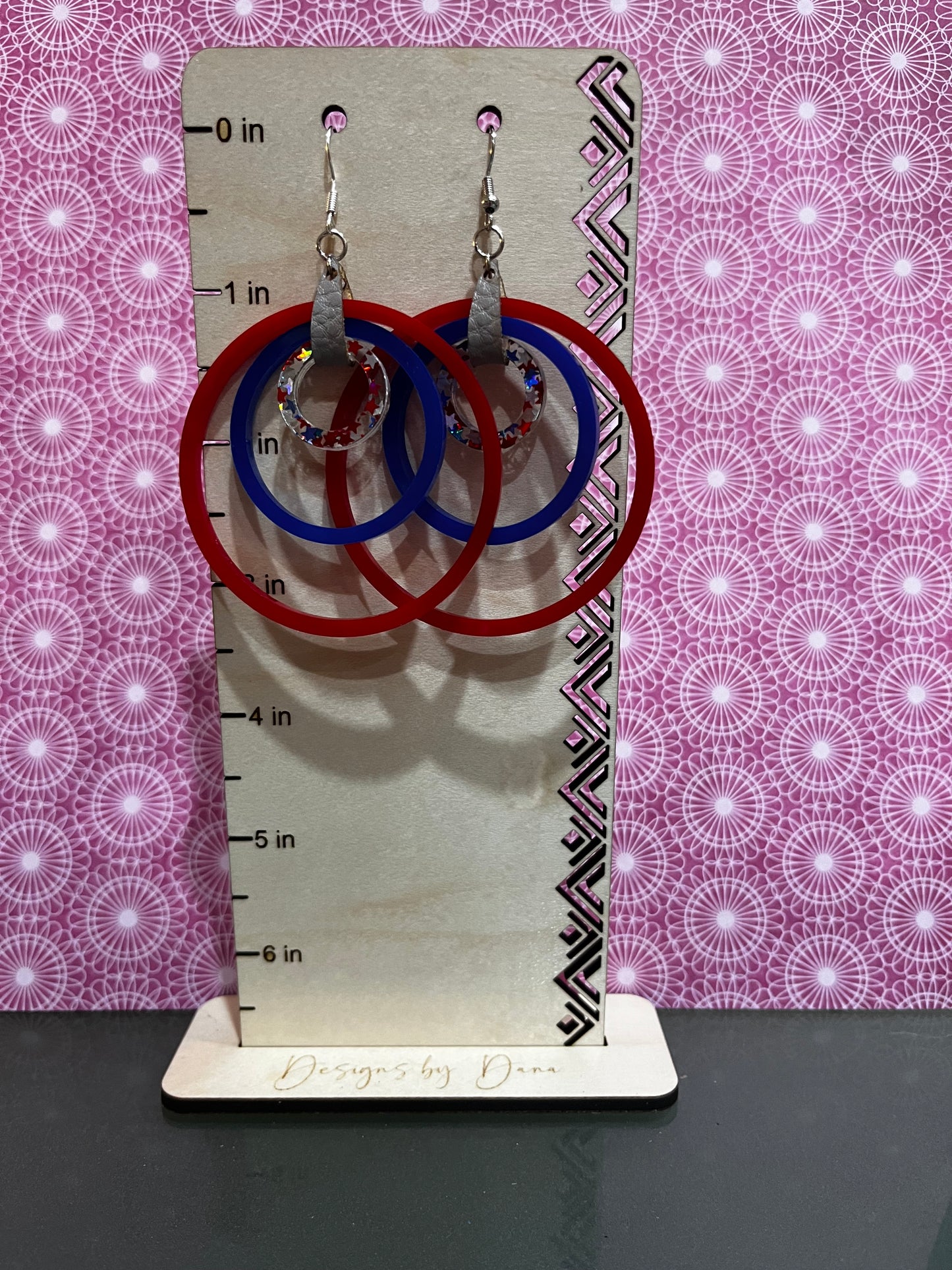 Patriotic dangle hoop earrings
