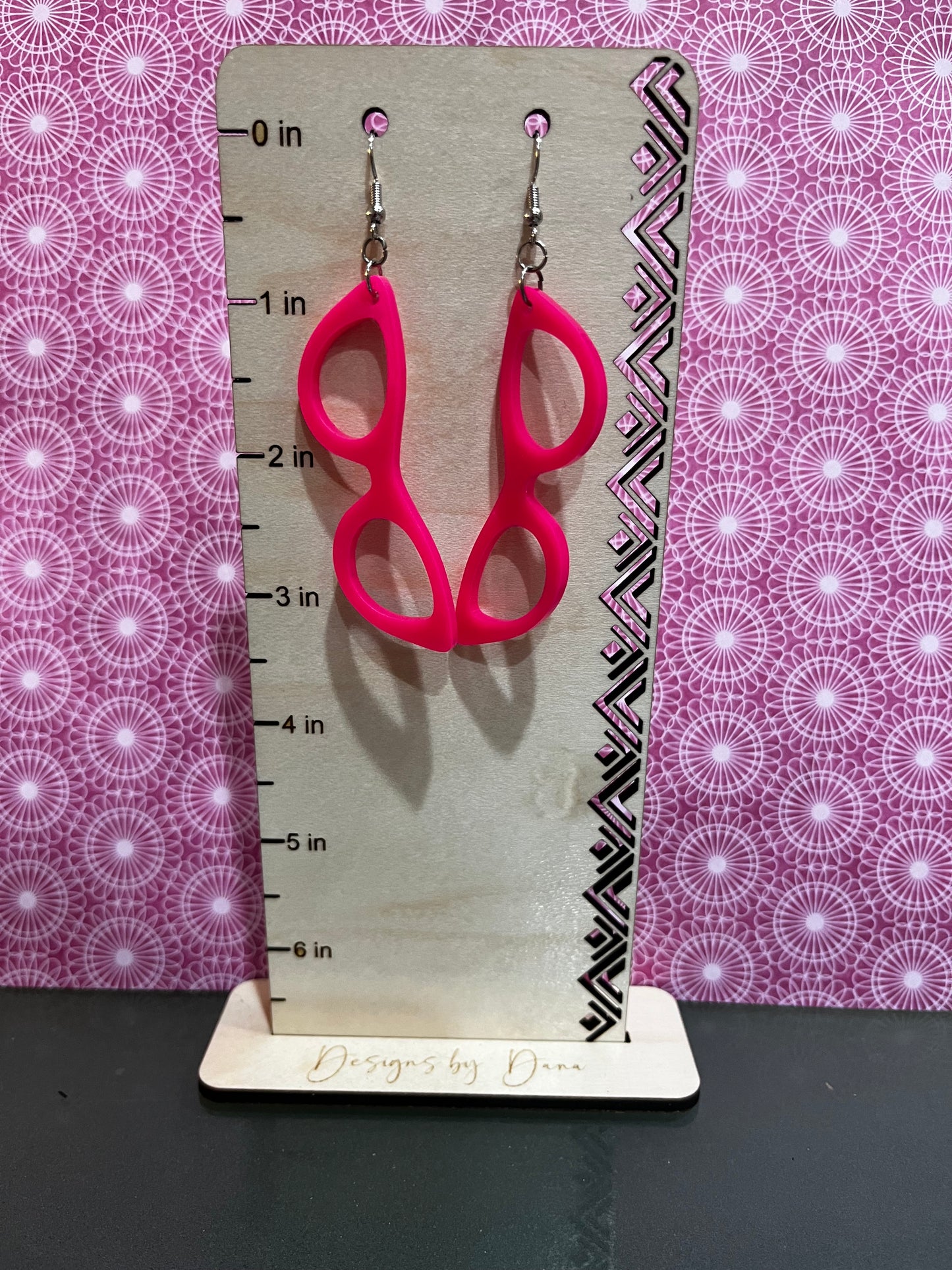 Hot pink glasses earrgings