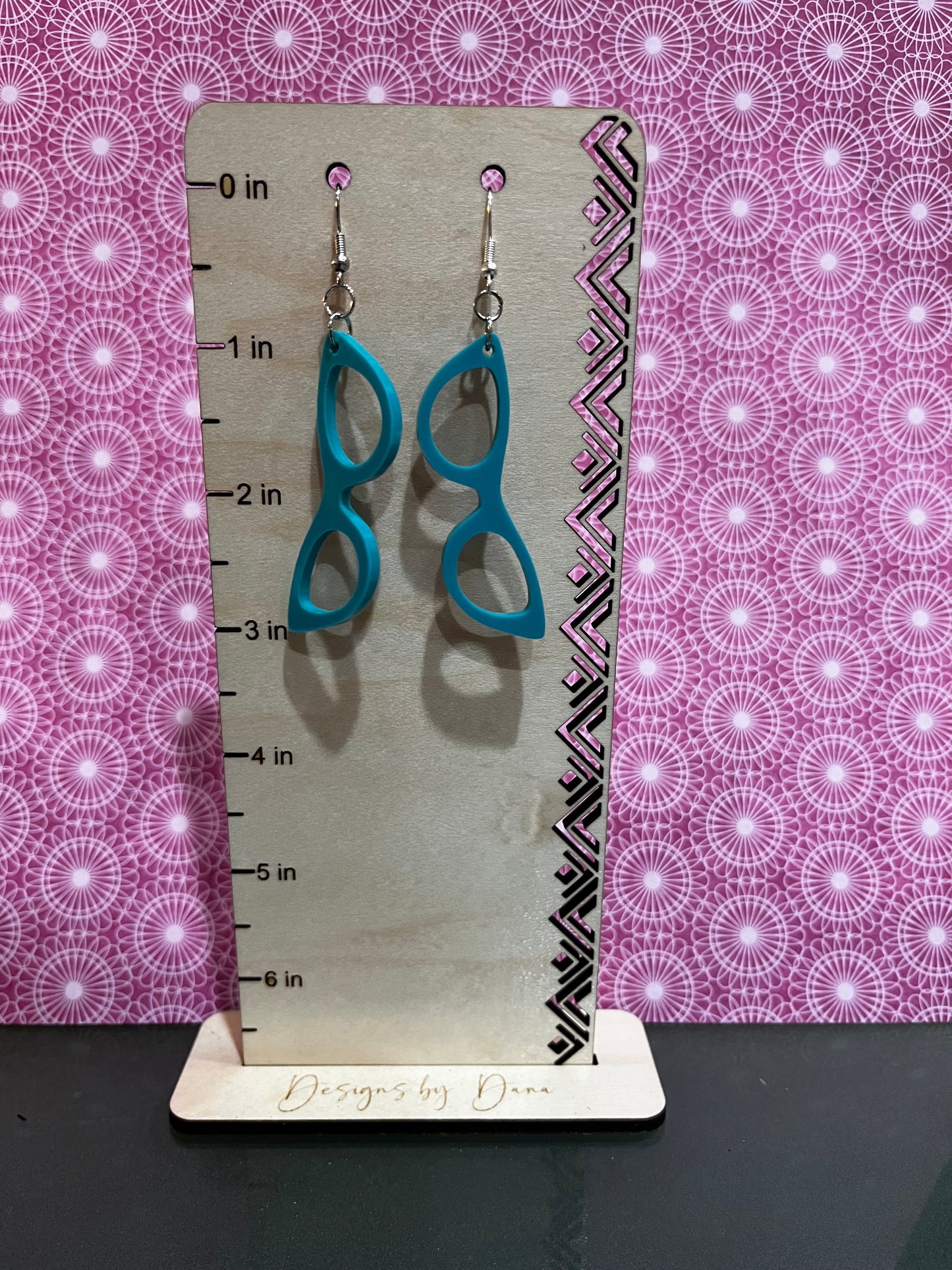 Teal glassess earrings