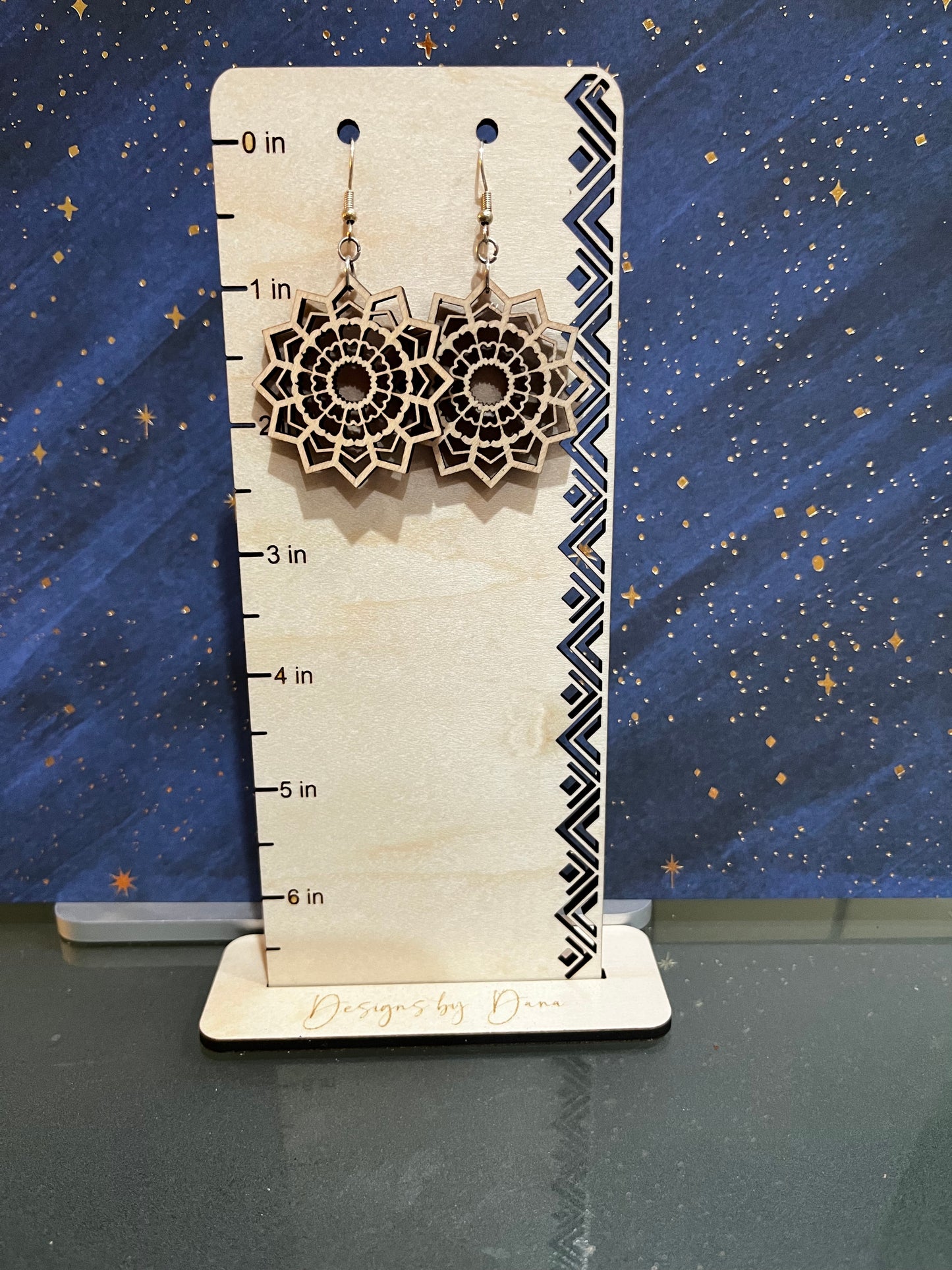 Wooden mendala earrings
