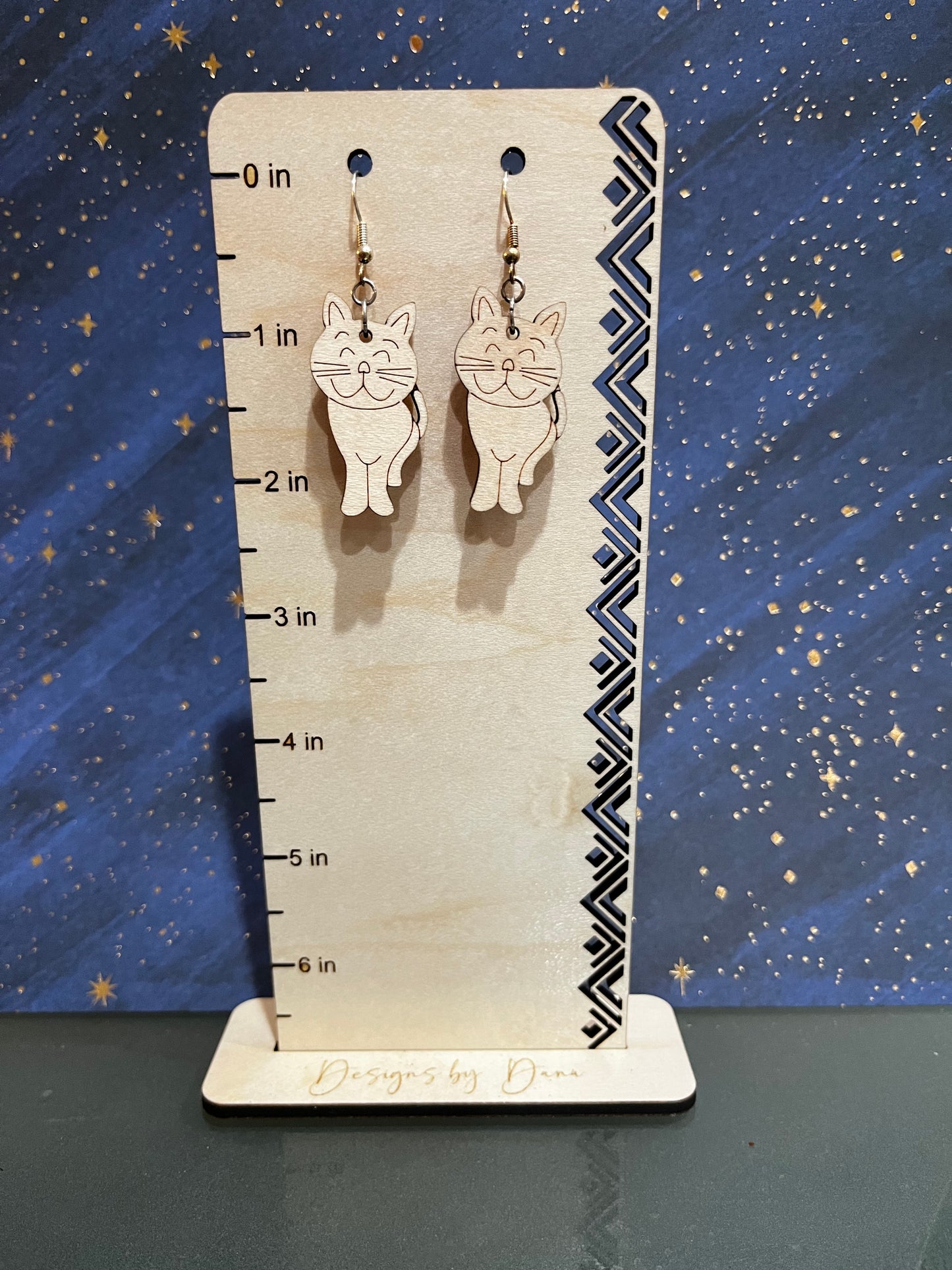 Sweet kitty wooden earrings