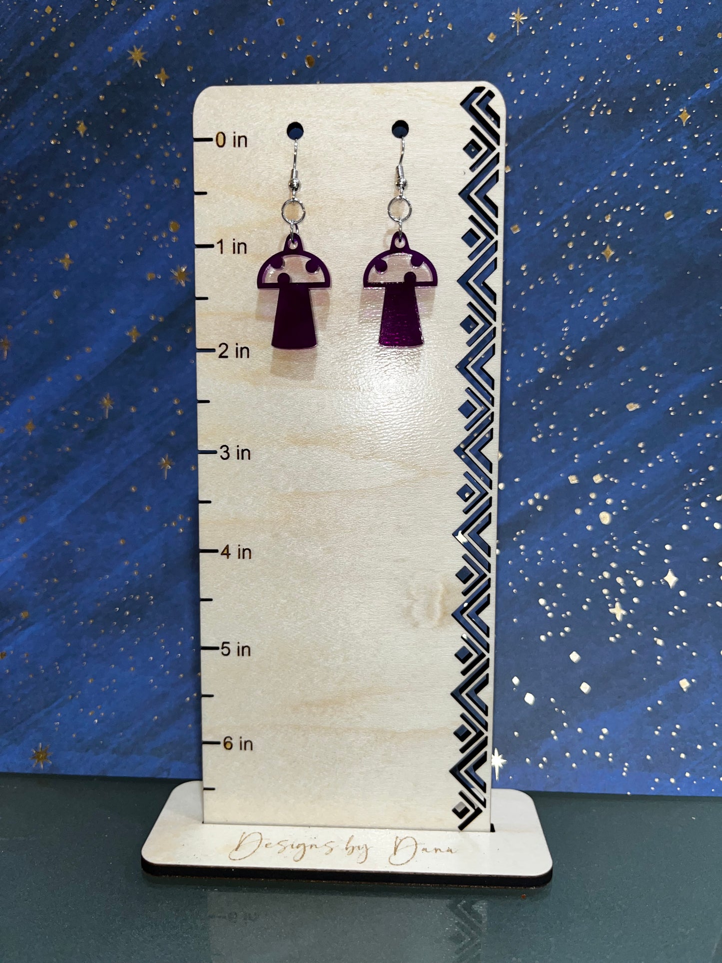 Small purple toadstool earrings