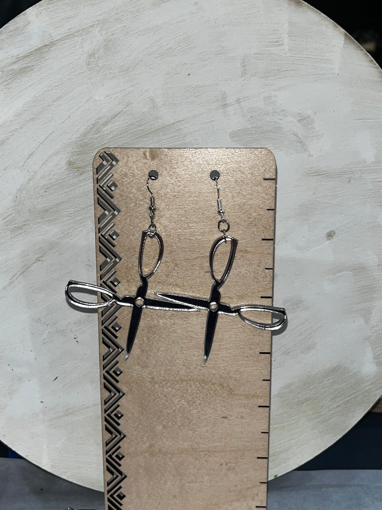 Mirrored Acrylic scissor earrings