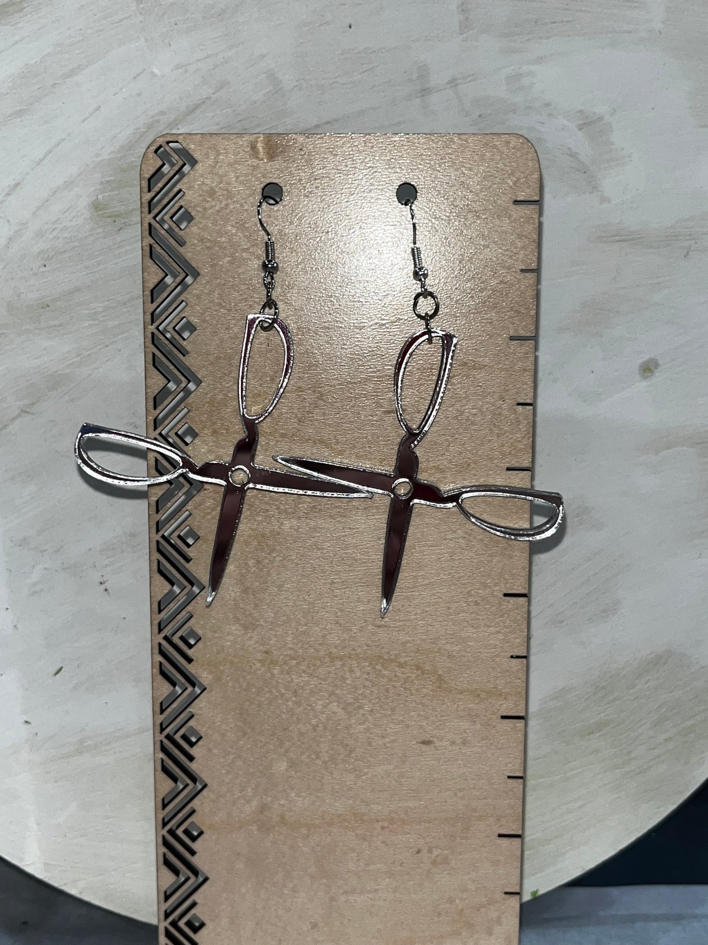 Mirrored Acrylic scissor earrings