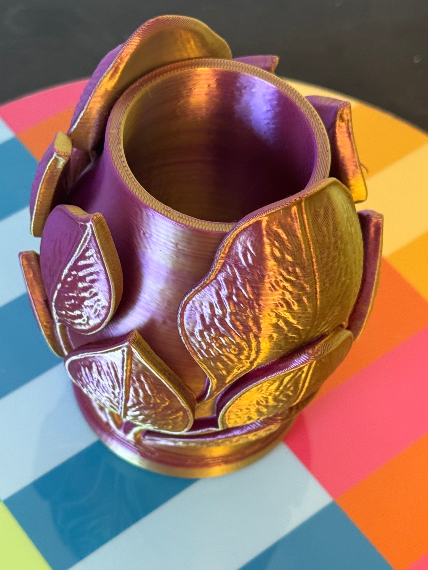 Small color shifting bud vase