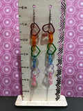 Long rainbow hearts earrings