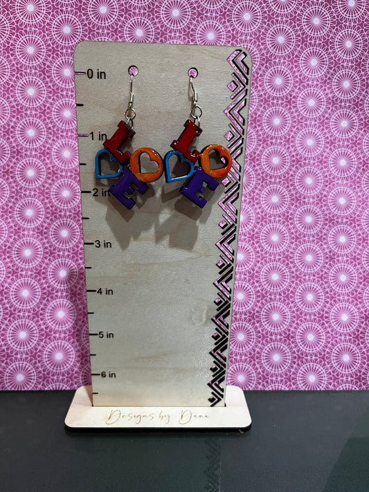 Square love earrings