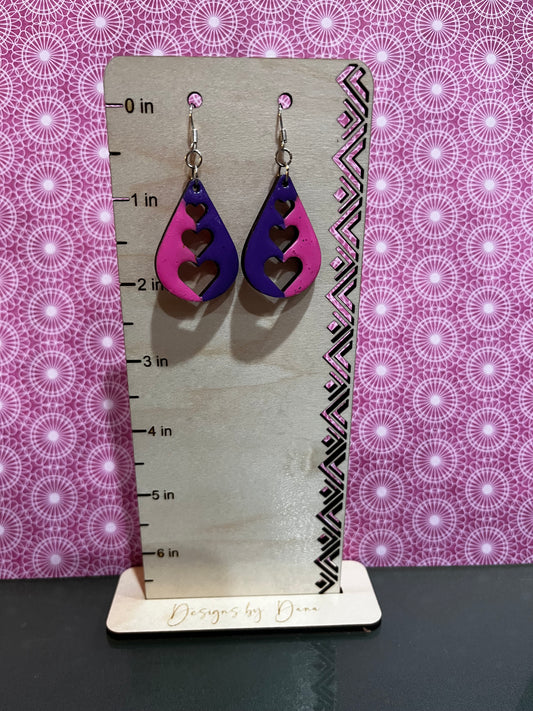 Pink and purple teardrop hearts