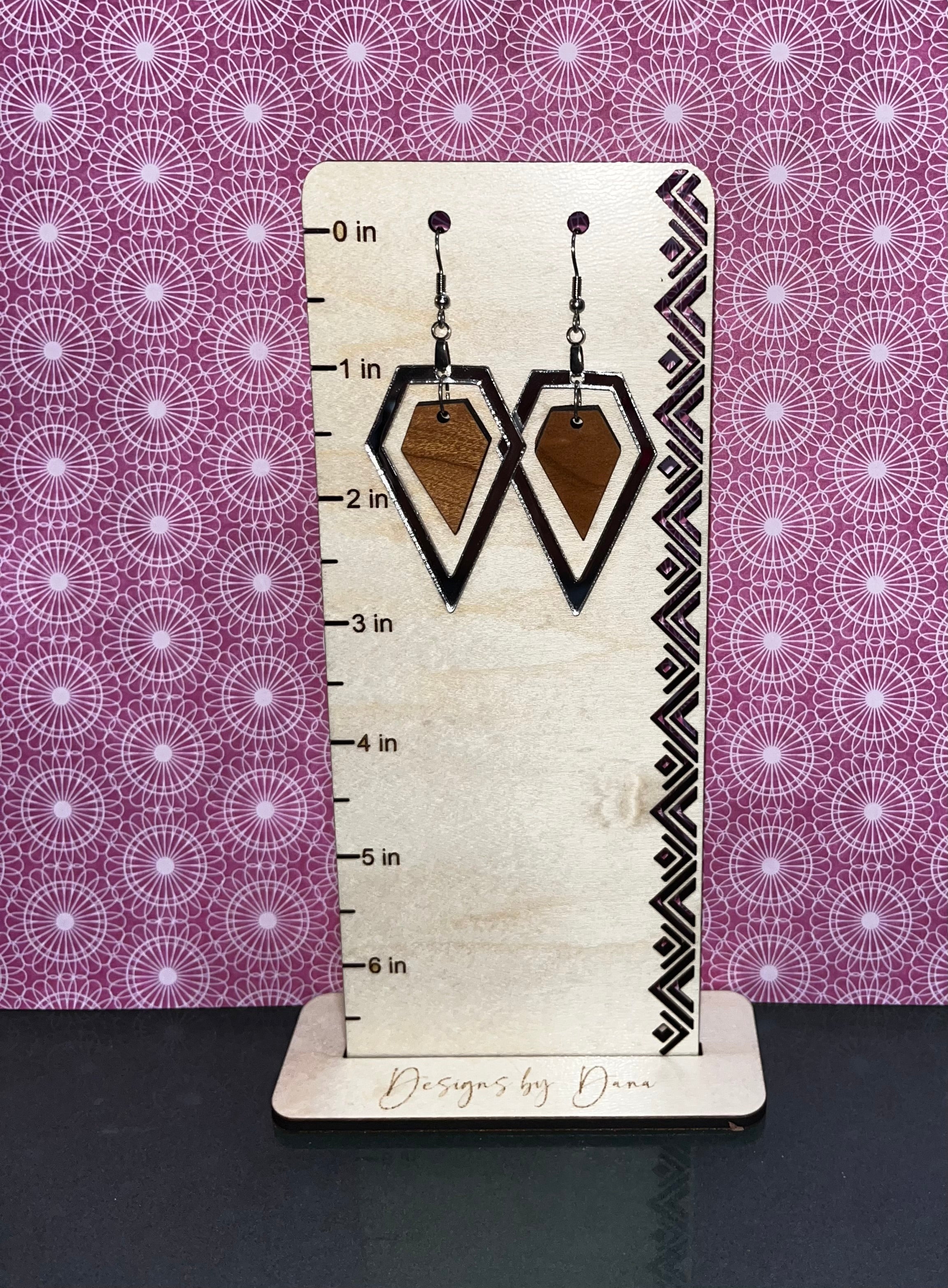 Mirror and wood modern earring