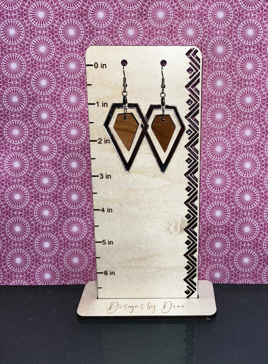 Mirror and wood modern earring