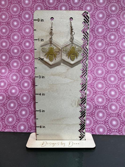 Clear acrylic bee earrings