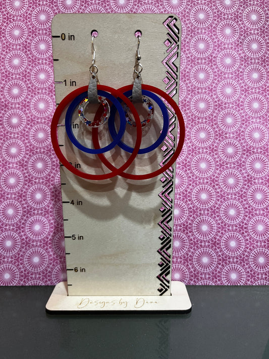 Patriotic dangle hoop earrings