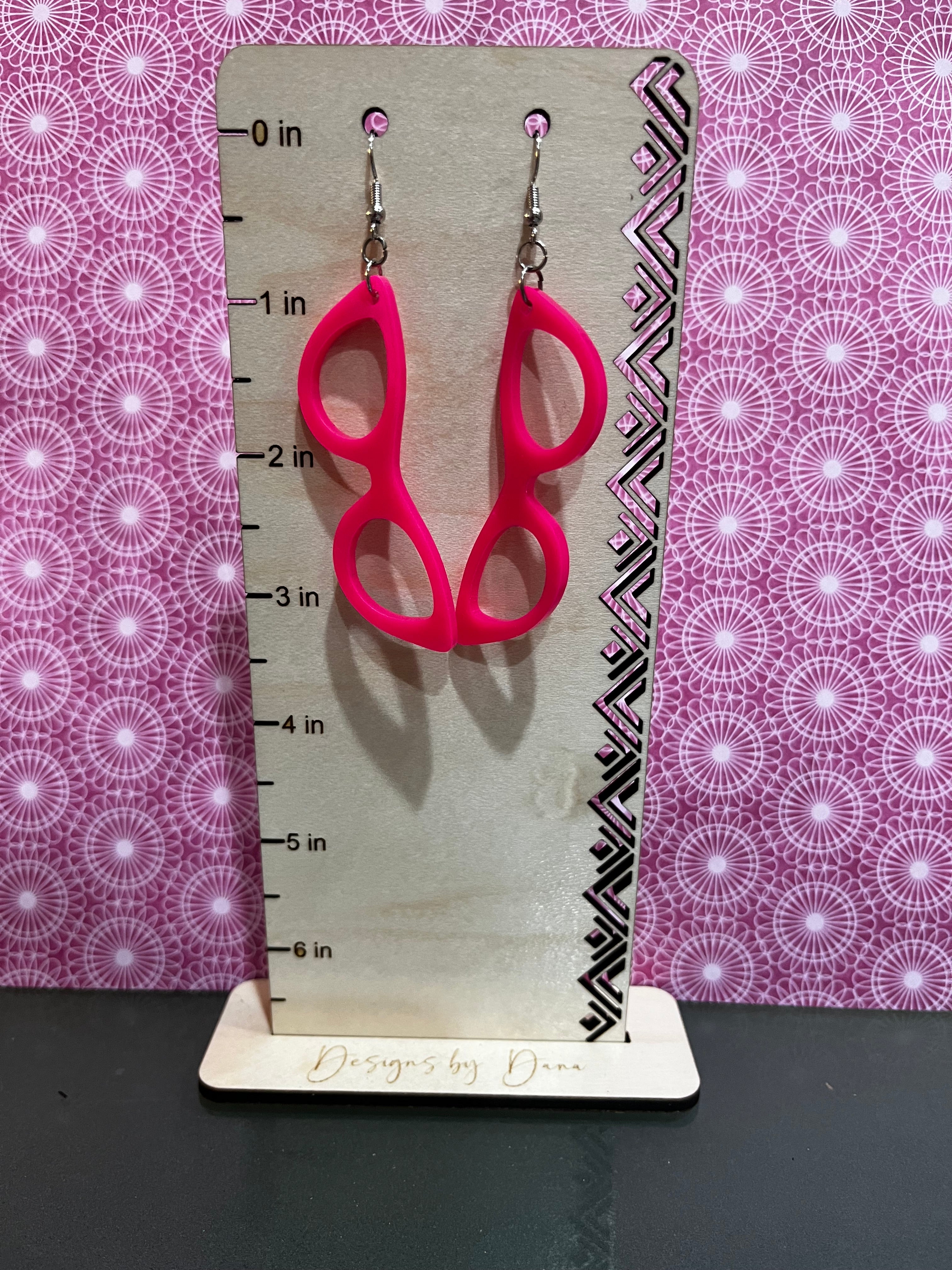 Hot pink glasses earrgings