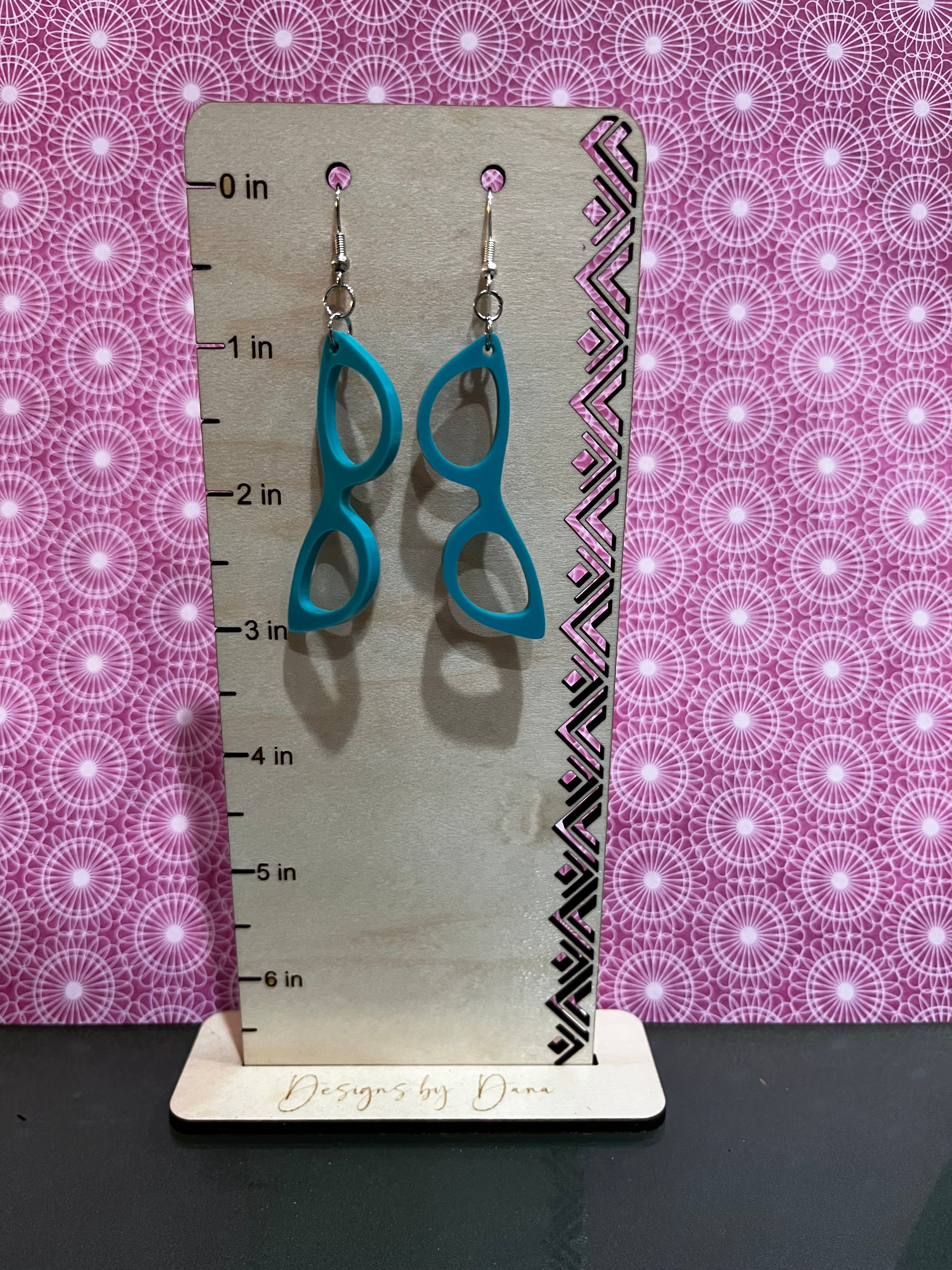 Teal glassess earrings