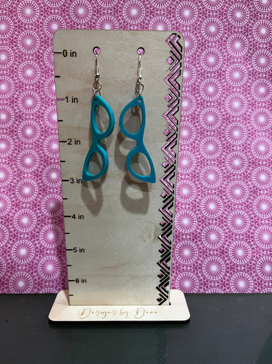 Teal glassess earrings