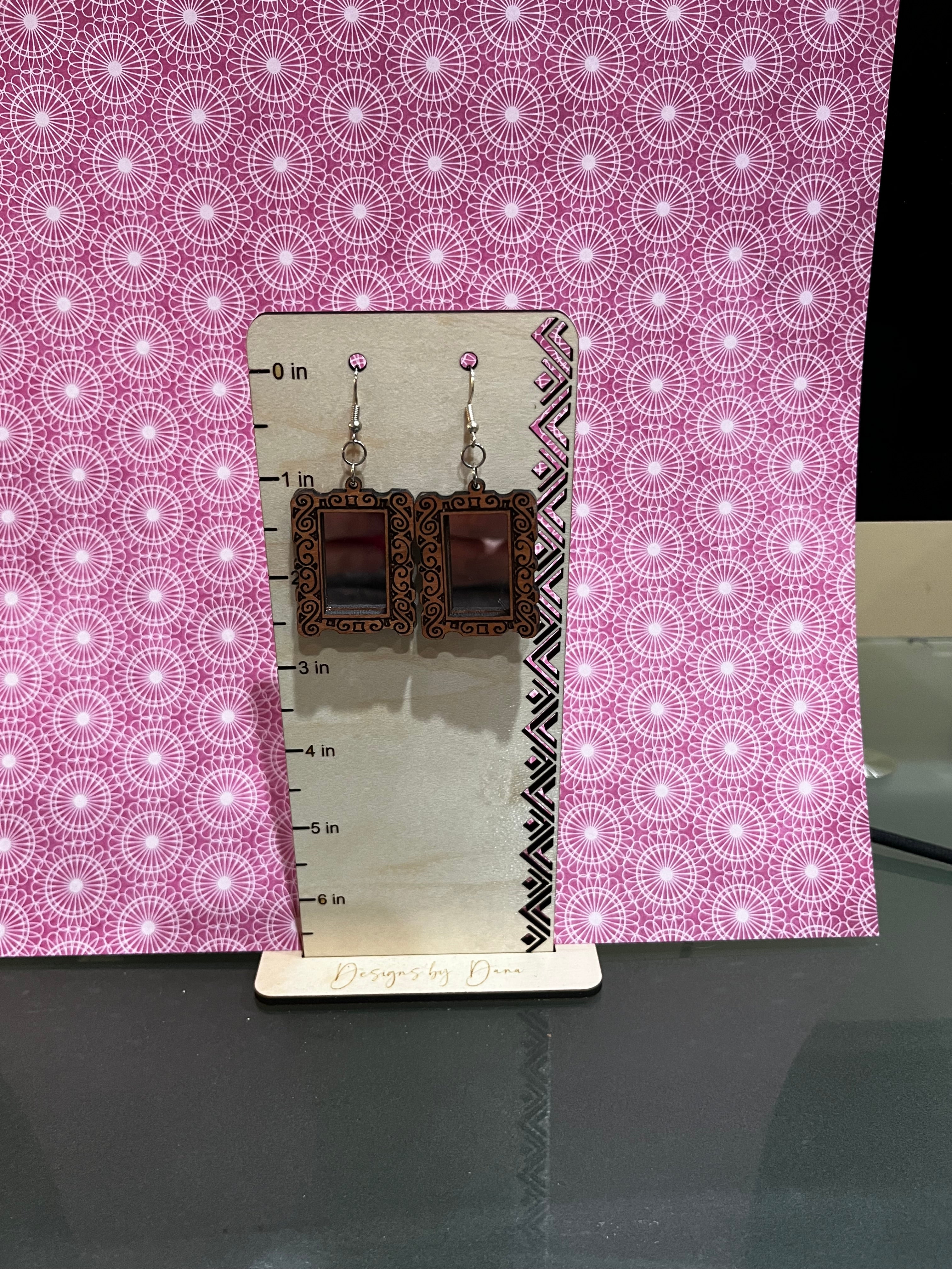 Framed mirror earrings