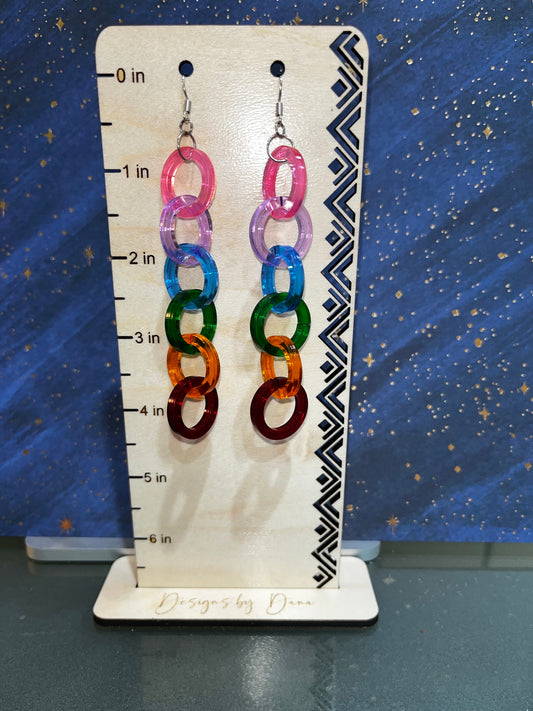 Rainbow circle chain earrings