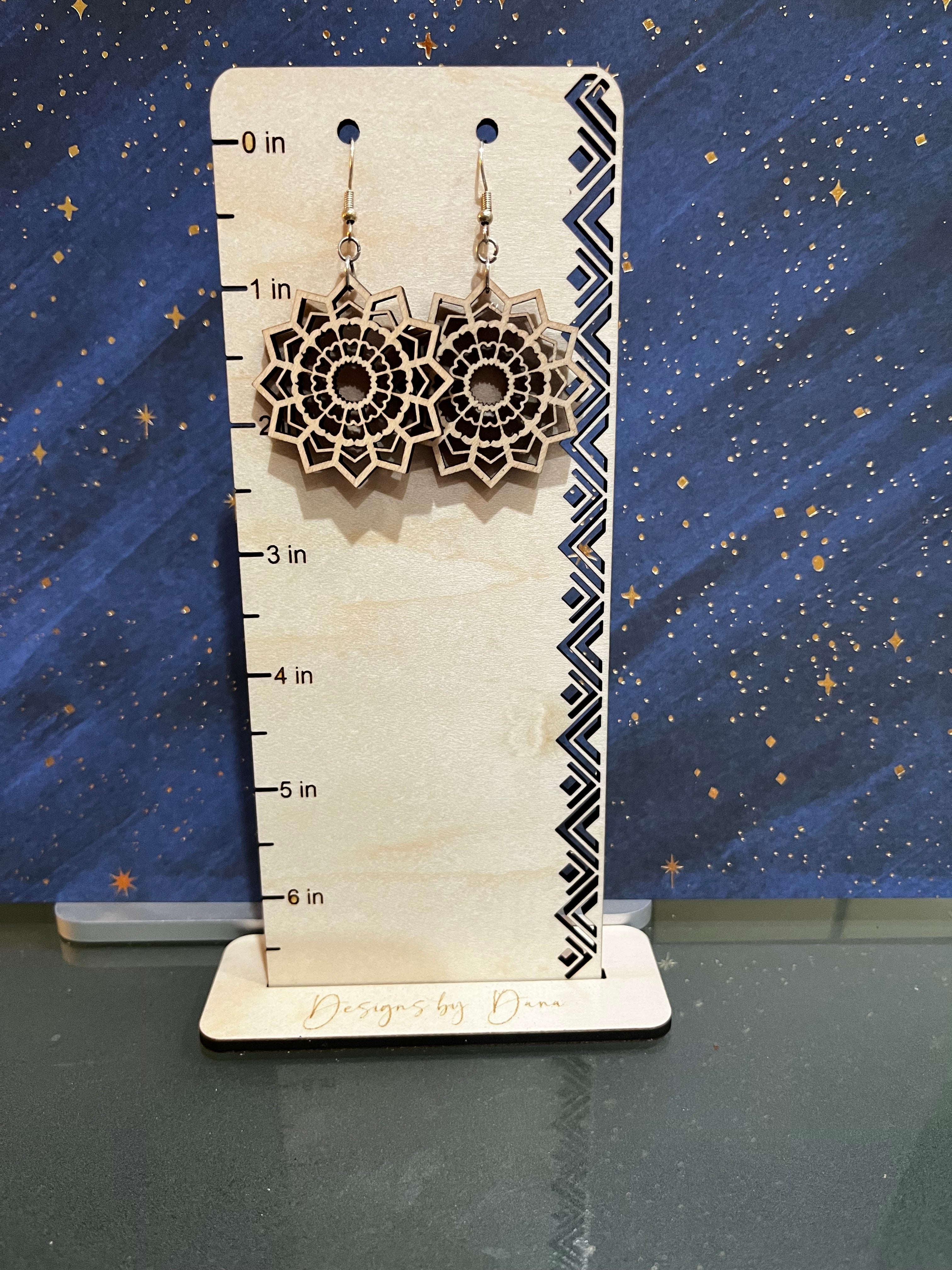 Wooden mendala earrings