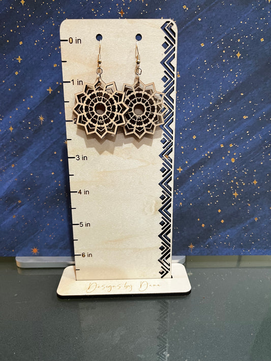Wooden mendala earrings