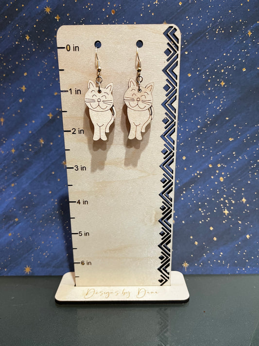 Sweet kitty wooden earrings
