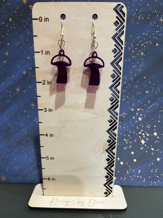 Small purple toadstool earrings