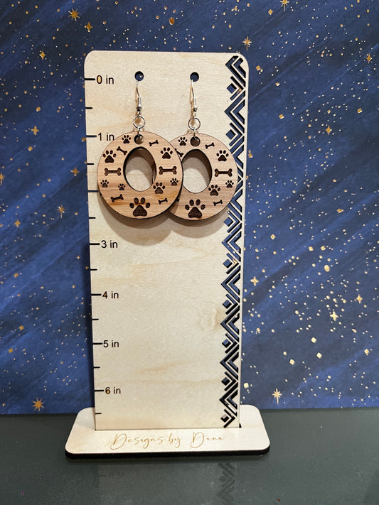 Puppy print round earrings
