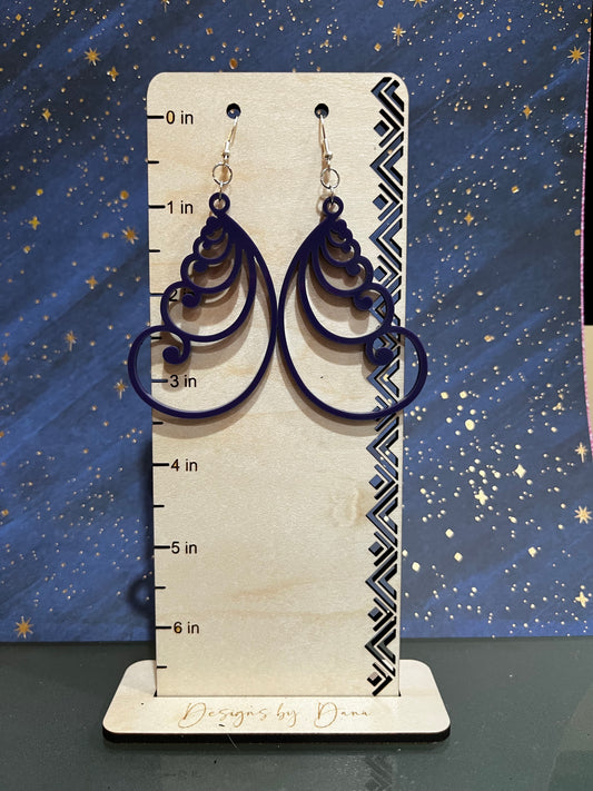 Large purple seashell lattice earring