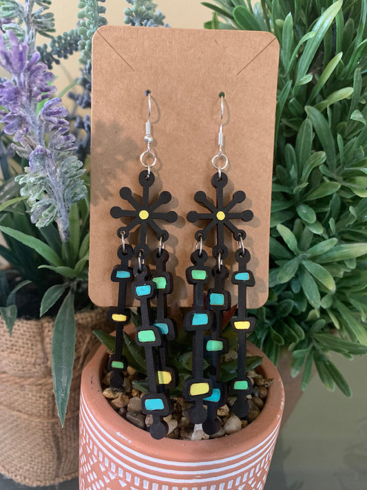 Funky 60s inspired dangle earrings