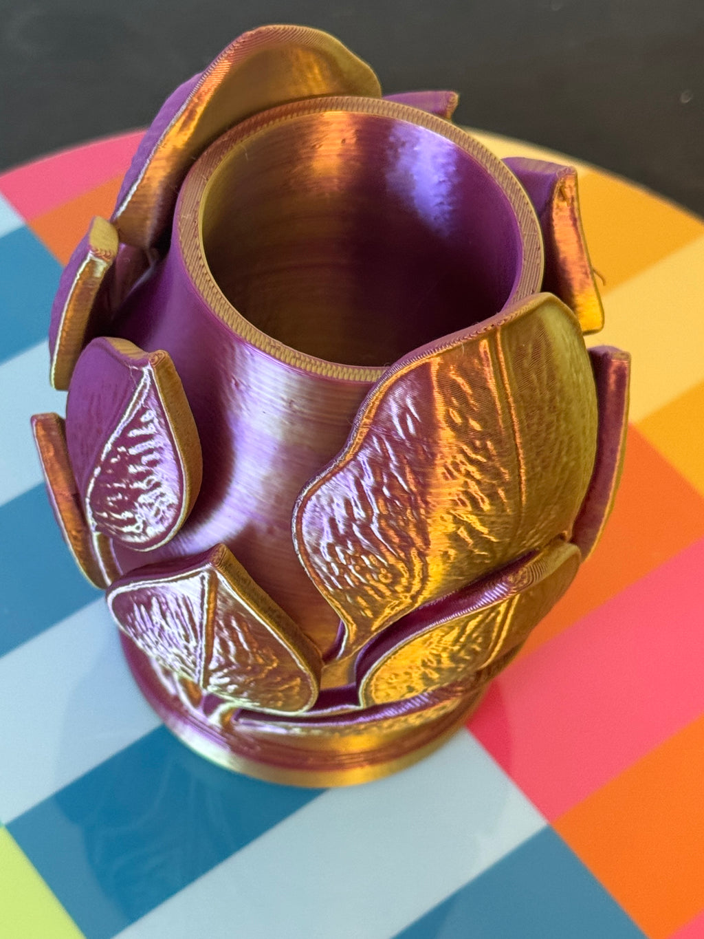 Small color shifting bud vase